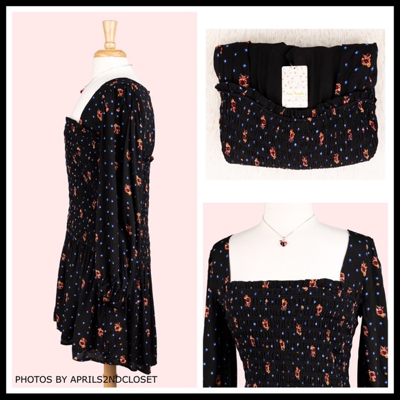 FREE PEOPLE BOHO FLOWY LONG SLEEVES MINI DRESS A2C - Picture 5 of 16